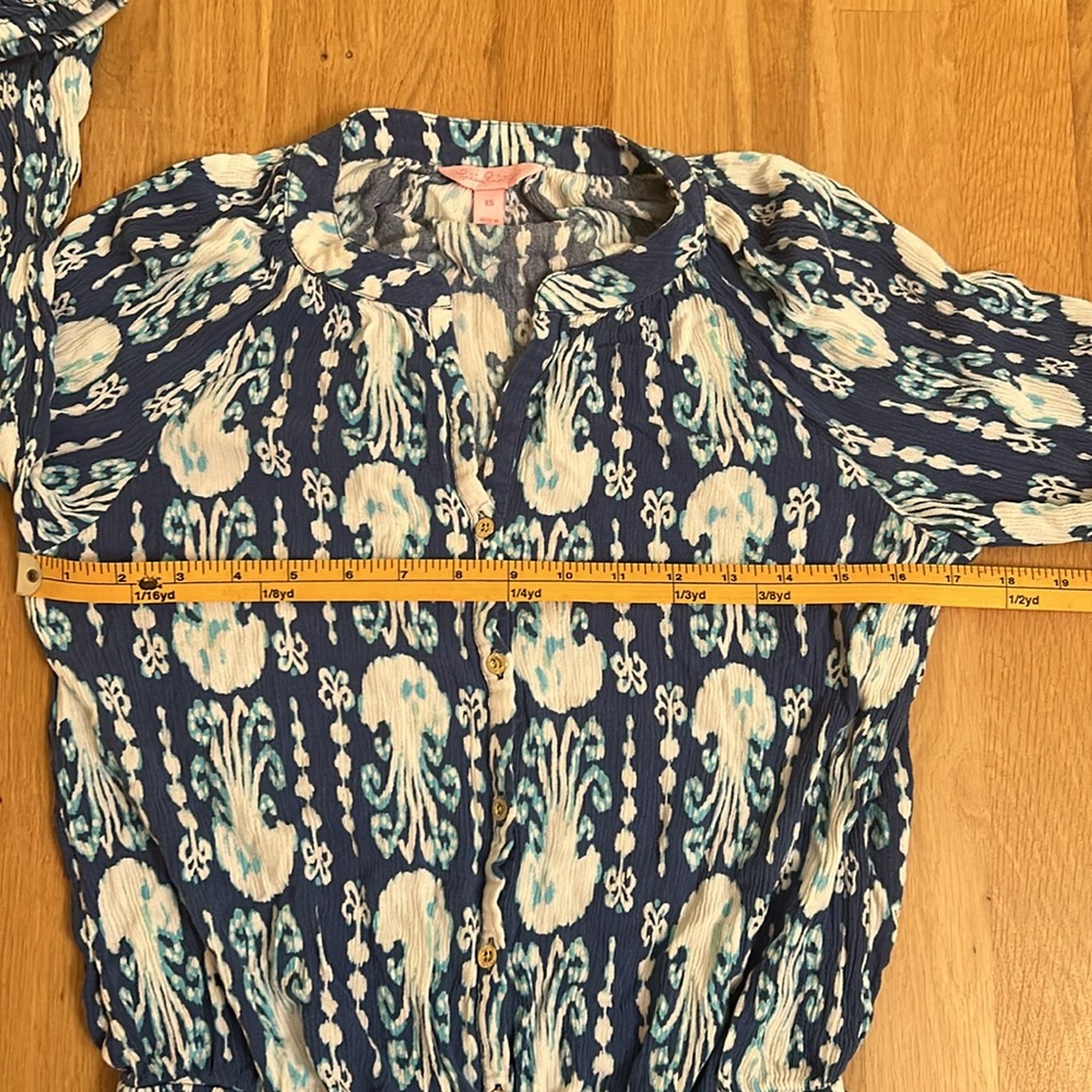 Lilly Pulitzer Elsa Indigo Blue Get in Line Long Sleeve Romper Women’s Size XS - Picture 3 of 16